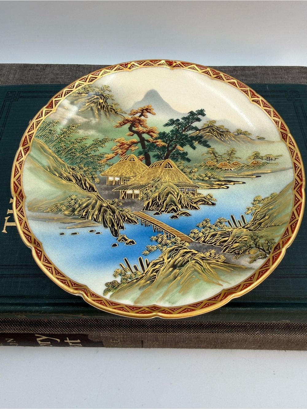 Vintage Japanese Satsuma Plate 6.25” Landscape Design
